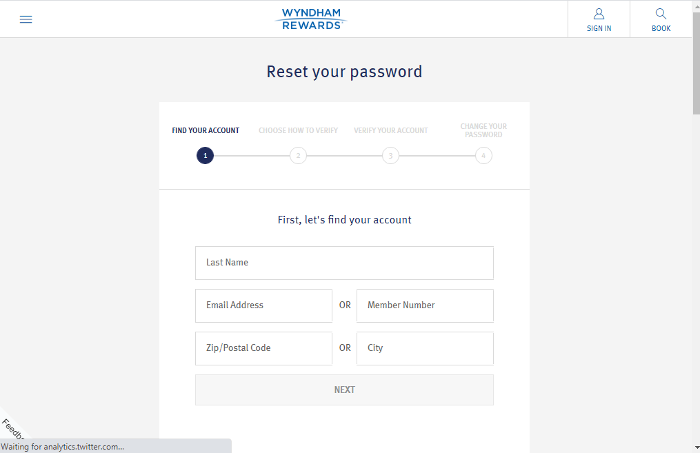 Wyndham credit card reset password